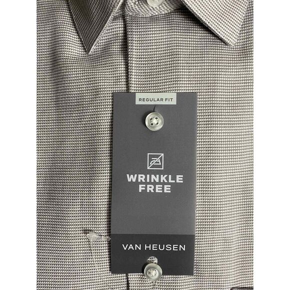Van Heusen Men's Dress Shirt Regular fit Grey wrinkle free 14-14.5 32-33 Button - Picture 2 of 5